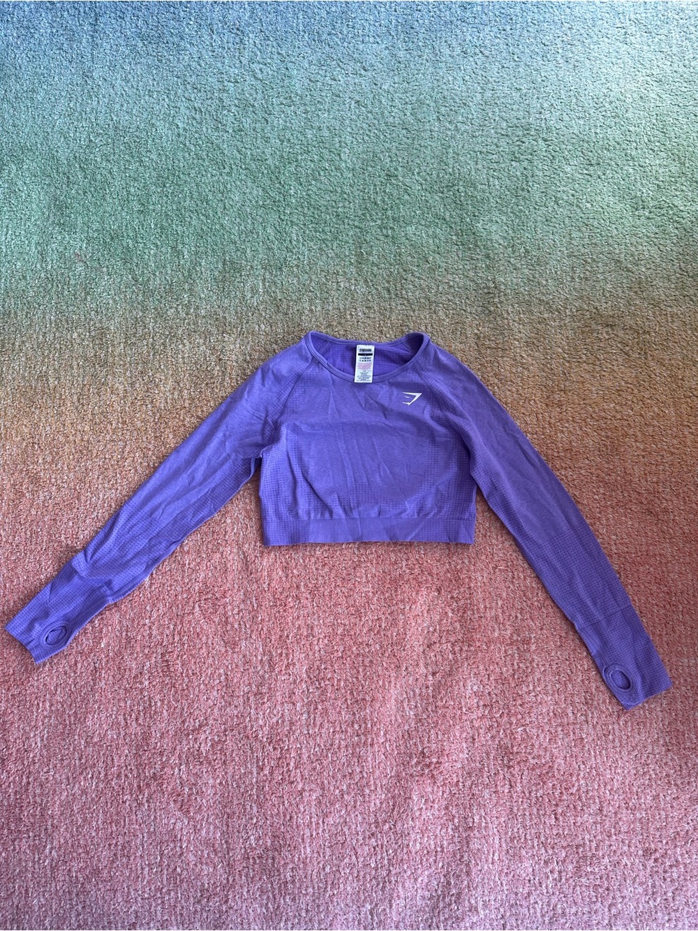 Gymshark Lavender Long-Sleeve Ribbed Crop Top
